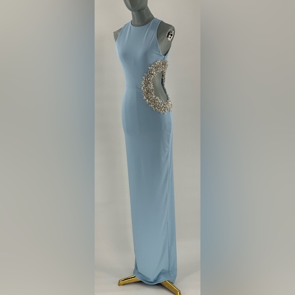 🆕 BRONX & BANCO 🧿 NWOT Camila Rhinestone Cutout Maxi, Powder Blue, Sz M US 6 - Picture 5 of 17
